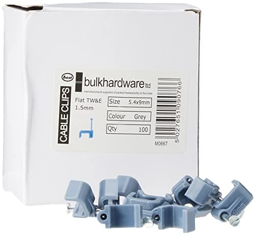 Image of Merriway BH02510 (100 Pcs) Twin and Earth Flat Cable Clip, Grey 1.5 mm - Pack of 100 Pieces