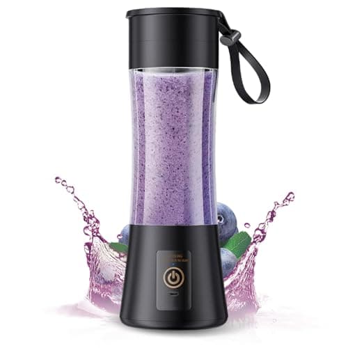 Image of Portable Mini Blender 380ml, 6 Blades, 1400mAh USB Rechargeable Personal Blender for Smoothies, Juices, Shakes, Black