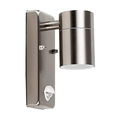 Image of MiniSun | Modern Stainless Steel Wall Down Light with PIR Motion Sensor | Outdoor Wall Lights, Home Décor & Improvement Essential | Includes 5W LED Bulb [3000K Warm White] | Mains Wired