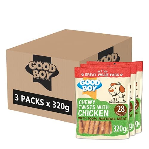 Image of Good Boy - Chewy Twists With Chicken - Dog Treats - Made With 100% Natural Chicken Breast Meat - 320 Grams - Gluten Free Dog Treats (Case of 3)
