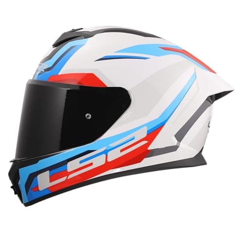 Image of LS2 FF820 Rapid 3 Full Face Motorcycle Crash Helmet - HYPER - White Blue Red - 3XL (65 - 66cm)