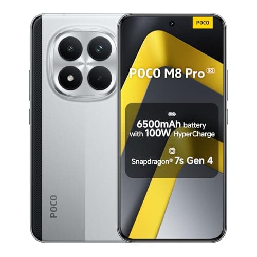 Image of XIAOMI POCO M8 Pro, Smartphone 12+512GB, 6.83" CrystalRes 1.5K AMOLED Display, Snapdragon® 7s Gen 4, 50Mp Light Fusion 800 with OIS, IP68 Dust and Water Resistance, Silver, Charger Not Included