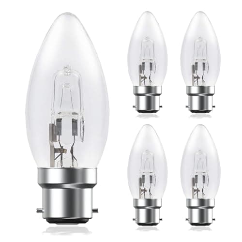 Image of EASYIVY B22 Candle Light Bulb 42W, C35 Bayonet Cap Candle Bulbs Dimmable, Warm White 2700K B22 BC Clear Decorative Bulb for Chandelier, Wall Light, Table Lamp, 5-Pack