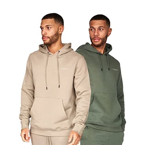 Image of Crosshatch Sustainable Men's TRAYMAX Hood- 2 Pack Hoody- Khaki/Stone, Large