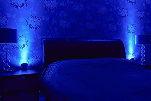 Image of Auraglow Plugin GU10 Spotlight Uplighter Wall Wash Light Plug Socket Lamp with Blue Narrow Beam Bulb