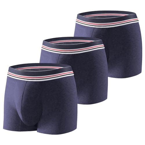 Image of CARER Healthcare Incontinence Pregnancy 3 Pack Men's Incontinence Boxer Brief Washable Light & Thin Cotton Incontinence Pants with 80 ML Absorbent Pad for Bladder Leaks Blue