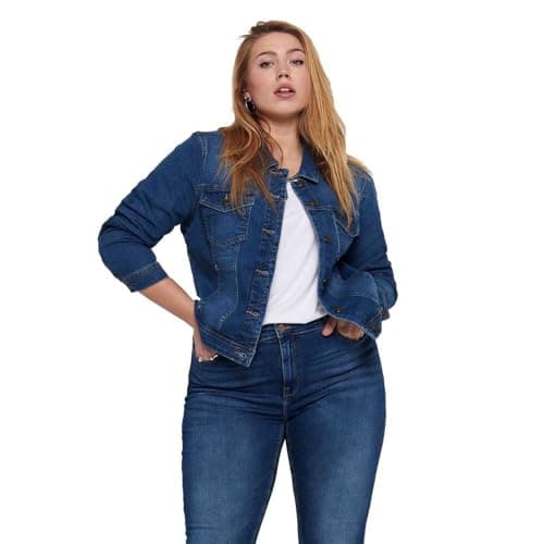 Image of ONLY CARMAKOMA Womens Carwespa Life MBD Noos Denim Jacket, Medium Blue Denim, 18 UK