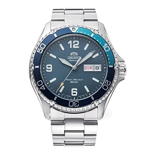 Image of Orient Kamasu/Mako III Men's Automatic Manual Winding Sports Steel or Silicone Divers' Watch with Screw Crown and Sapphire Crystal, Arab Green, Sporty