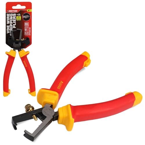 Image of DEKTON VDE Wire Stripping Pliers 6" | 1000v Ac Insulated Safety Tool | Adjustable Opening Stop & Brass Screw | Ergonomic Dual Compound Handle | Precision Wire Stripper for Electricians