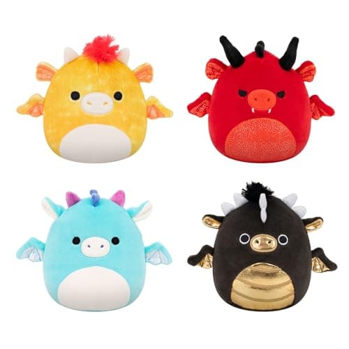 Image of Squishmallows Original Dragon 4-Pack – Official Jazwares Plush (Little) (Amazon Exclusive) - includes four 5-inch Plush Toys
