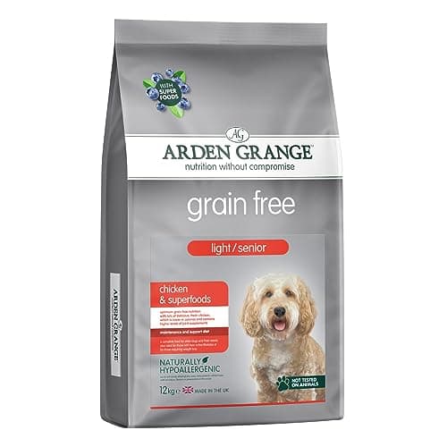 Image of Arden Grange Grain Free Light/Senior Chicken & Superfoods Dry Dog Food 12 kg - Weight Management Formula with 41% Chicken, Prebiotics, Joint Support and Natural Antioxidants - Made in England