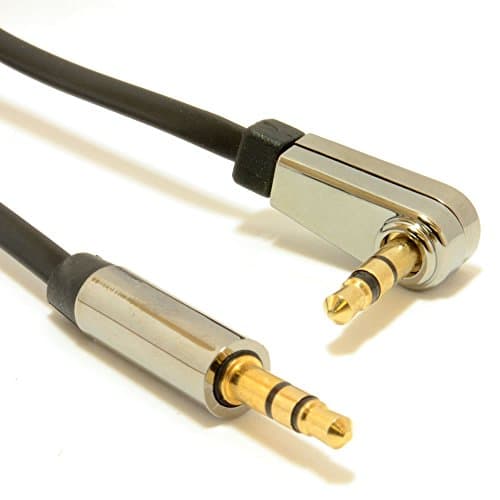 Image of kenable Right Angle Low Profile Flat 3.5mm Male Jack AUX Audio Cable Copper Stereo Lead Black 2m