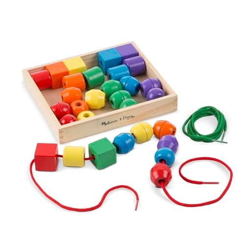 Image of Melissa & Doug Wooden Lacing Beads | Wooden Toys | Developmental Toy | Problem Solving | 3+ | Gift for Boy or Girl