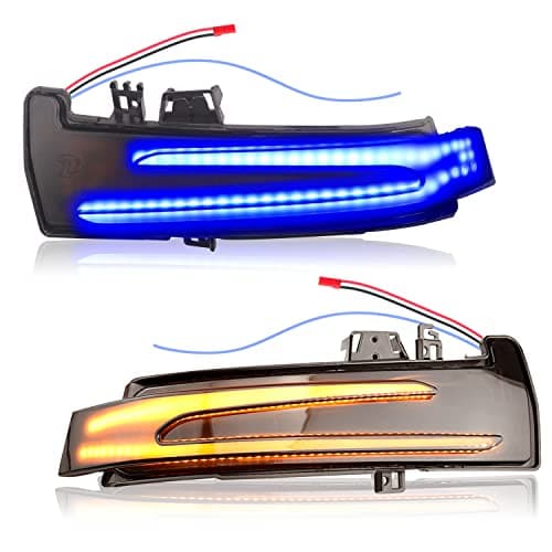 Image of Asasytal Pair of Turn Signal Lights, Sequential Turn Signals Compatible with Mercedes Benz W176 W246 W204 W212 W221 CLA C117 X156 X204 W218, Yellow-Blue, 2 Lamps