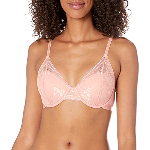 Image of Pretty Polly Women's Botanical Lace High Apex Bra Plunge, Pink (Blush), 32D