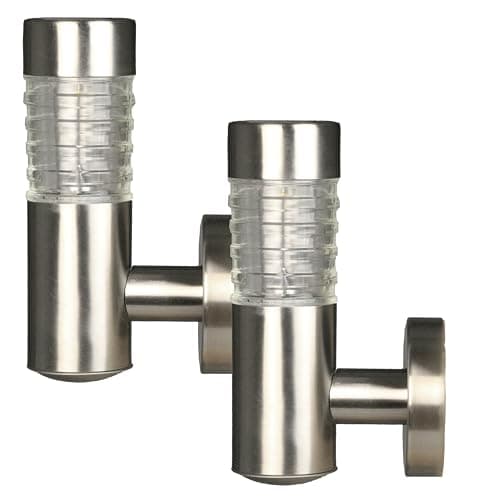 Image of Luxform 2x Solar LED Garden Wall Lights Tacoma Silver Outdoor Lighting 34245