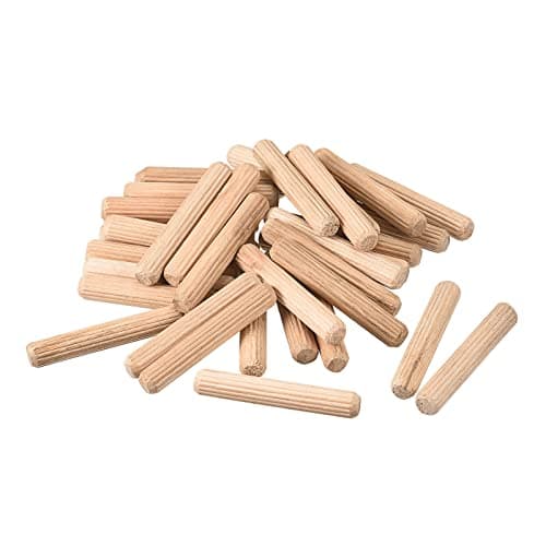 Image of sourcing map Wooden Dowel Pins 50pcs 8x50mm(5/16"x2") Fluted Beveled Ends Wood Dowel Pegs Kiln Dried Hardwood for Woodworking Furniture Shelf