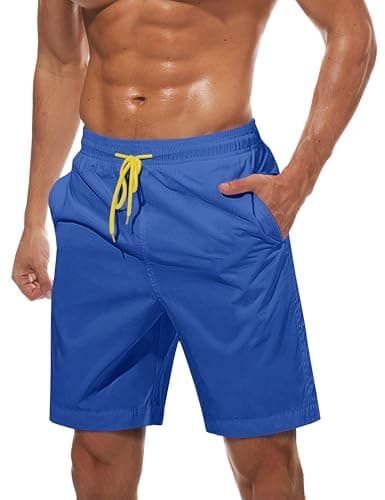 Image of TACVASEN Swimming Shorts for Men Quick Dry Board Shorts Summer Shorts Breathable Mesh Swim Trunks Holiday Bathing Surf Beach Shorts Royal Blue