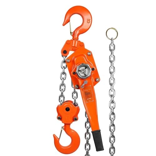 Image of Manual Lever Chain Hoist G80 Galvanized Carbon Steel With Double-Pawl Brake Auto Chain Leading & 360° Rotation Hook(1.5T 19FT)