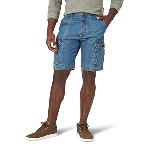 Image of Wrangler Authentics Men's Classic Cargo Stretch Short, Medium Tint Denim, 38