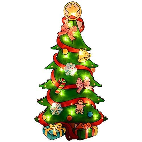 Image of DGL 20 LED Light Christmas Tree Window Silhouette-Battery OR USB Decoration (Christmas Tree)