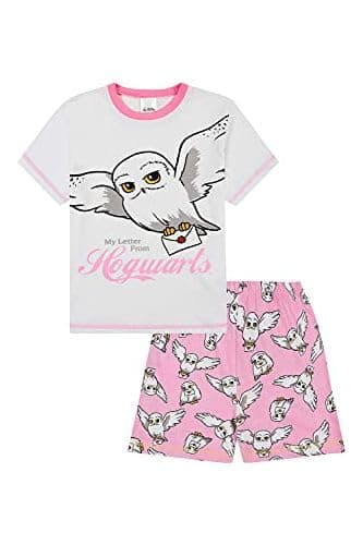 Image of Harry Potter Girls Hedwig I Got My Letter From Hogwarts Short Pyjamas White Pink Kids PJs (11-12 Years)