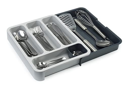 Image of Joseph Joseph DrawerStore - Expandable Cutlery Tray Drawer Organiser for kitchen utensils, Dark Grey/Grey