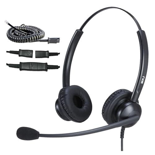 Image of MKJ Cisco Headset for Office Phone Corded RJ9 Dual Ear Telephone Headset with Microphone Noise Cancelling Call Center Headset for Cisco CP-7841 7942G 7945G 7965G 7970G 7975G 7985G 8811 8861 8865 9971