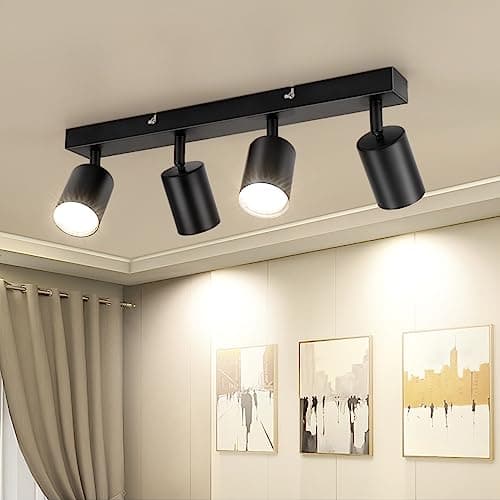 Image of Dehobo Ceiling Light - Spotlight Ceiling Bar in Matt Black - Ceiling Lights Spotlights with GU10 Socket Industrial 4 Way Light Ceiling Indoor Spot Light for Kitchen Lounge Bedroom Dining Room