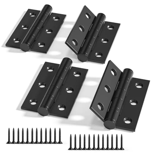 Image of Bwintech 2 Pairs 75 x 50 x 2.0mm(3 inch) Matt Black Steel Fireproof Inner Door Hinge, Square Corners, Ball Bearing Hinge for Residential and Commercial Buildings