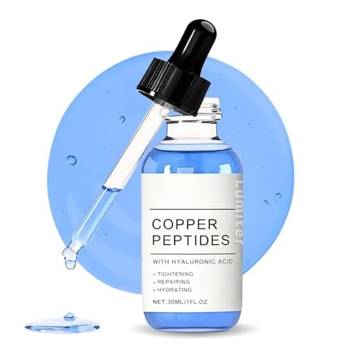 Image of GHK-CU Copper Peptides Serum for Face Anti Aging Collagen Booster, GHK CU Peptides Hyaluronic Acid Serum, Anti Wrinkle Serum for Fine Lines & Skin Elasticity, Deep Hydration, 30ML