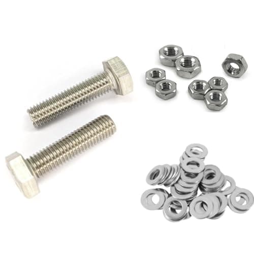 Image of 10x 1/4" UNF x 3/4" UNF Hexagon Set Screws Bolts, Fully Threaded, Fine Thread, A2 Stainless Steel, Imperial Sizes with Full Nuts and Washers, High Strength, Corrosion Resistant Fasteners