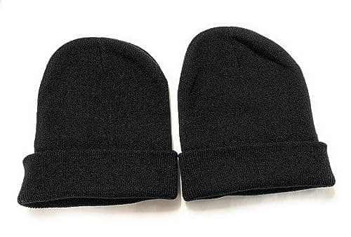 Image of Caprilite 2 x Children's Kids Boys Girls Unisex Winter Knitted Beanie School Hat (Pair) UK (Black)