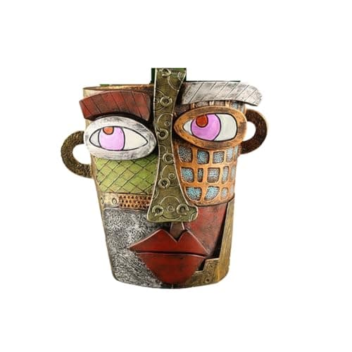 Image of Fegtrtyoa Abstract Rainbow Planter, Graffiti Face Planter with Drainage, Flower Plant Pots for Indoor Plants A Small Size