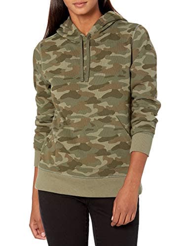 Image of Amazon Essentials Women's Regular-Fit Fleece Pullover Hoodie (Available in Plus Size), Green Camo, S
