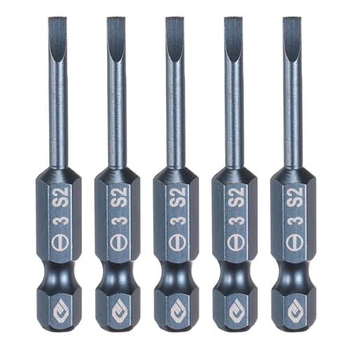 Image of sourcing map 5pcs SL3 Magnetic Slotted Screwdriver Bits 3mm S2 Steel Flat Head Screwdriver Bit 1/4" Hex Shank Screw Driver Drill Bits 50mm (2") Long for Screws