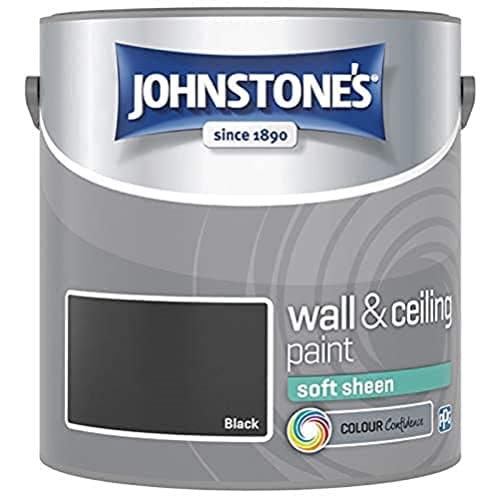 Image of Johnstone's - Wall and Ceiling Paint Soft Sheen - Interior Paint - Satin Finish - Suitable for Interior Walls and Ceilings - Black - 2.5 L