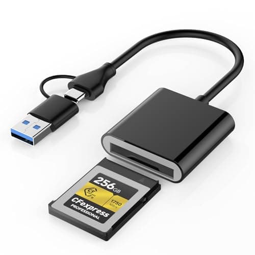 Image of CFexpress Type B Card Reader with USB 3.2 (Gen 2) 10Gbps, USB-C&USB-A 2-in-1 Type B CFexpress Adapter, Compatible with Windows/Mac/Linux/Android, for iPhone 16/15, Laptops, Tablets, Smartphones New