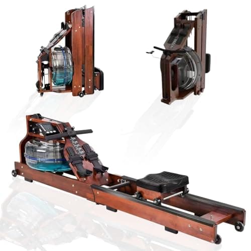 Image of Water Rowing Machine for Home Gym, 16 Level Water Resistance Rowing Machine Foldable Space Saving Rower with LCD Monitor, Heart Rate Compatible, Aluminium Rail Indoor Fitness Machine 120kg Capacity