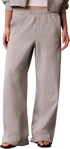 Image of Calvin Klein Women’s Badge Logo French Terry Cotton Joggers, Grey (Bc06 Grey Heather), L