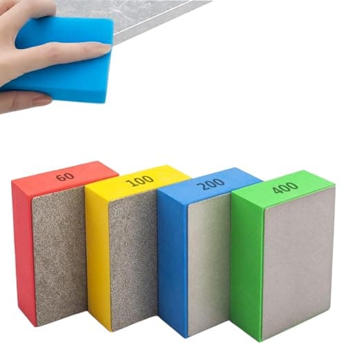 Image of 4 Pcs Tile File, Diamond Sanding Pads for Porcelain Tile Polishing, 60/100/200/400 Grit, Professional Diamond File for Glass Granite Concrete Marble Terrazzo Travertine