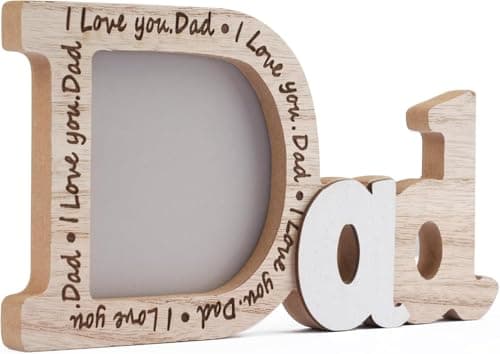 Image of Dad Photo Frame – I Love You Dad Wooden Daddy Picture Frame – Fathers Day Gift, Daddy and Me Photo Frame, Gift for Birthday or Christmas