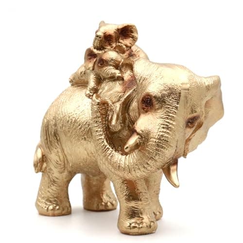 Image of Irayin Elephant Statue - Elephant Ornament with Two Calves, Gold Gift for Women, Mom, Home Decor