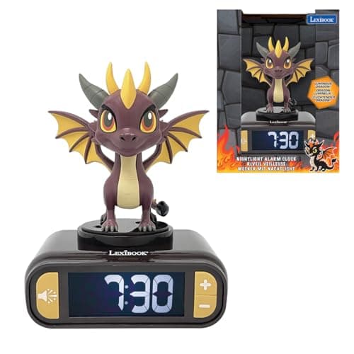 Image of LEXIBOOK, Alarm Clock - Dragon Night Light with Sound Effects, Black, RL800DRA