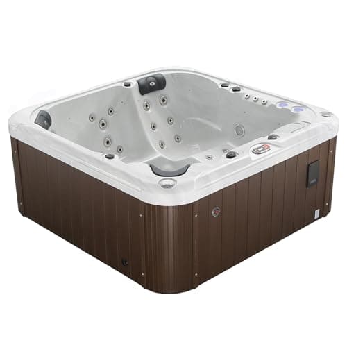 Image of CANADIAN SPA CO. London AI Hot Tub | 6-Person 44-Jet | 213 x 213 cm Square, with Cover, LED Lighting, Heating and 44 Hydrotherapy massage Jets, Year-Round Use