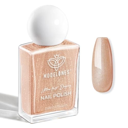 Image of Modelones Quick Dry Nail Polish, Metallic Brown Glitter Shine Fast Drying Nail Varnish, 15 ml Air Dry Nail Art DIY Home Salon Long Last Manicure Gift for Women 0.5 Fl Oz