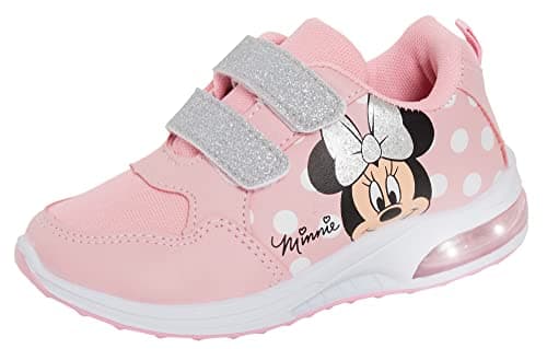 Image of Disney Girls Minnie Mouse Light Up Trainers White/Pink 11 UK Child