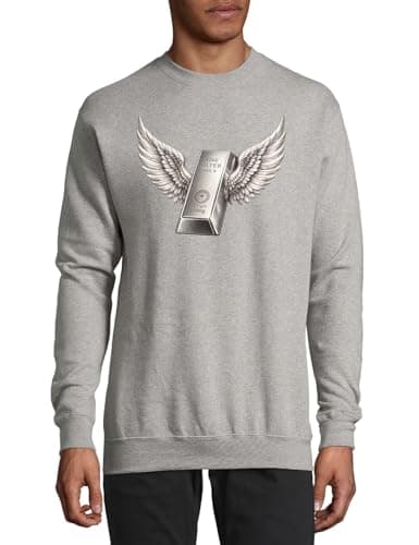 Image of Silver bar with detailed wings Cotton Sweater Sweatshirt Pullover Jumper Gray Medium