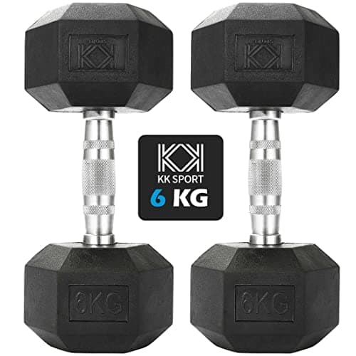 Image of KK Hex Dumbbell Set - Dumbbell Weights For Weight Training - Hex Dumbbells Set With Rubber-Coated Heads, Stainless-Steel Core & Knurled Chrome Handle