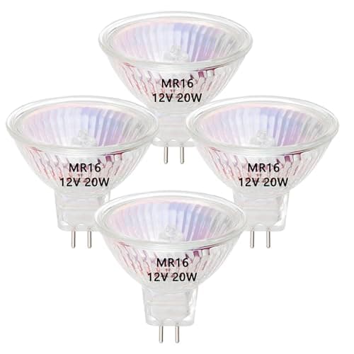 Image of VINBE MR16 Halogen Light Bulbs, 20W 12V MR16 GU5.3 Halogen Spot Bulbs Lamp, Warm White,Pack of 4